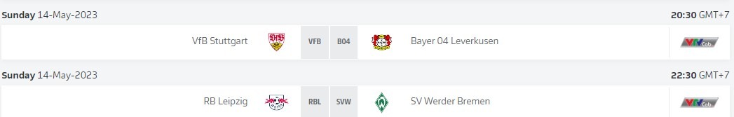 Lịch thi đấu vòng 32 Bundesliga tối chủ nhật