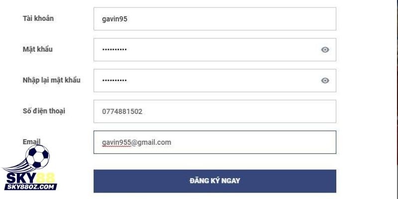 Tạo tài khoản tại Sky88 chỉ với 3 bước đơn giản